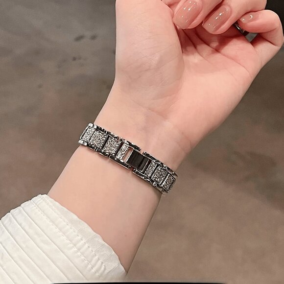 Apple Watch Band Luxury Adjustable Slim Stylish Strap Silver Stainless Chain - Picture 5 of 5